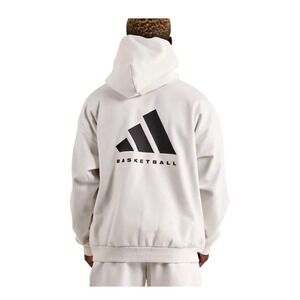 Adidas Basketball Hoodie XL White Oversized Fleece IA3439